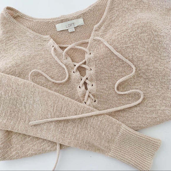 LOFT Sweaters - LOFT Beige Lace Up Sweater XS